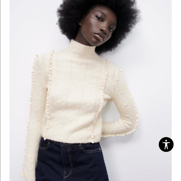 ✨NWT✨ Ruffled High Collar Knit Sweater - Picture 3 of 6